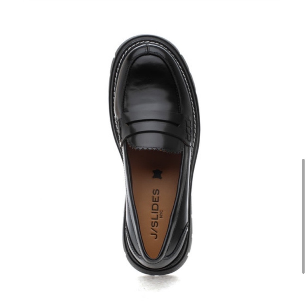 NWT J/SLIDES TYLER Black Leather Platform Penny Loafer - Picture 5 of 16